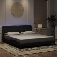 Bed Frame with LED without Mattress Black 183x203 cm King Velvet