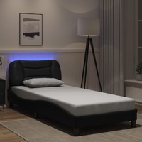 Bed Frame with LED without Mattress Black 90x190 cm