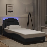 Bed Frame with LED without Mattress Black 90x190 cm