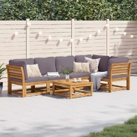 6 Piece Garden Lounge Set with Cushions Solid Wood Acacia