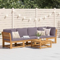 4 Piece Garden Lounge Set with Cushions Solid Wood Acacia
