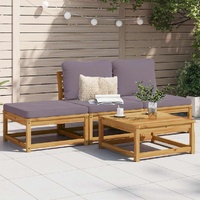 4 Piece Garden Lounge Set with Cushions Solid Wood Acacia