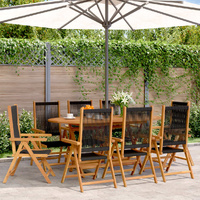 Reclining Garden Chairs 8 pcs Black Solid Wood Acacia