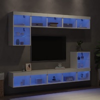 8 Piece TV Wall Units with LED White Engineered Wood