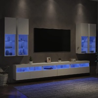 7 Piece TV Wall Cabinet Set with LED Lights White