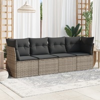 4 Piece Garden Sofa Set with Cushions Grey Poly Rattan