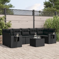 8 Piece Garden Sofa Set with Cushions Black Poly Rattan