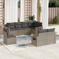 8 Piece Garden Sofa Set with Cushions Grey Poly Rattan