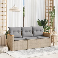 3 Piece Garden Sofa Set with Cushions Mix Beige Poly Rattan