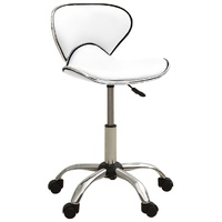 Salon Spa Stool White Faux Leather