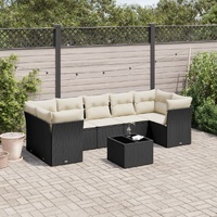 8 Piece Garden Sofa Set with Cushions Black Poly Rattan