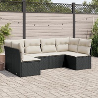 6 Piece Garden Sofa Set with Cushions Black Poly Rattan