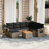 8 Piece Garden Sofa Set with Cushions Grey Poly Rattan
