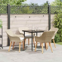 Garden Dining Set with Cushion 5 pcs Beige Poly Rattan