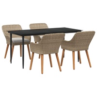 Garden Dining Set with Cushion 5 pcs Beige Poly Rattan