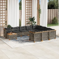 11 Piece Garden Sofa Set with Cushions Grey Poly Rattan