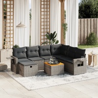 8 Piece Garden Sofa Set with Cushions Grey Poly Rattan