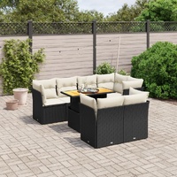 8 Piece Garden Sofa Set with Cushions Black Poly Rattan