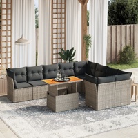 10 Piece Garden Sofa Set with Cushions Grey Poly Rattan