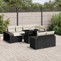 11 Piece Garden Sofa Set with Cushions Black Poly Rattan