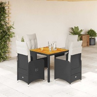 5 Piece Garden Bistro Set with Cushions Black Poly Rattan