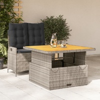 2 Piece Garden Dining Set with Cushions Grey Poly Rattan