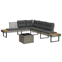 2 Piece Garden Sofa Set with Cushions Grey Poly Rattan and Glass