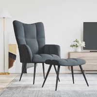 Relaxing Chair with a Stool Dark Grey Velvet