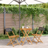 3 Piece Bistro Set Black Poly Rattan and Solid Wood