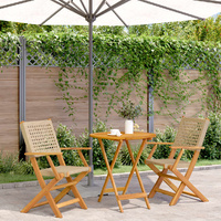 3 Piece Bistro Set Beige Poly Rattan and Solid Wood