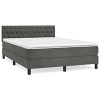 Box Spring Bed with Mattress Dark Grey 153x203 cm Queen Size Velvet