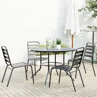 Stackable Garden Chair Set 5 Piece Anthracite Powder-coated Steel
