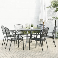 Stackable Garden Chair Set 7 Piece Anthracite Powder-coated Steel