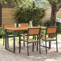 Garden Dining Set 5 pcs Black Solid Acacia Wood