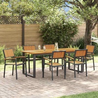 Garden Dining Set 7 pcs Black Solid Acacia Wood
