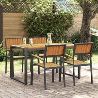 Garden Dining Set 5 pcs Black Solid Acacia Wood