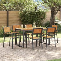Garden Dining Set 7 pcs Black Solid Acacia Wood
