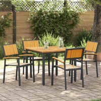 Garden Dining Set 5 pcs Black Solid Acacia Wood