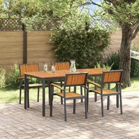 Garden Dining Set 5 pcs Black Solid Acacia Wood
