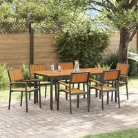 Garden Dining Set 7 pcs Black Solid Acacia Wood