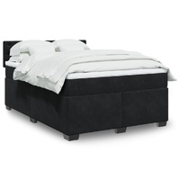 Box Spring Bed with Mattress Black Queen Velvet