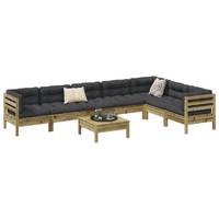 8 Piece Garden Sofa Set with Cushions Impregnated Wood Pine