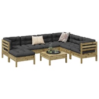 8 Piece Garden Sofa Set with Cushions Impregnated Wood Pine