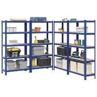 5-Layer Storage Shelves 4 pcs Blue Steel&Engineered Wood