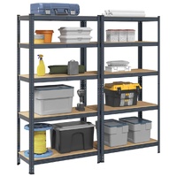 5-Layer Heavy-duty Shelves 2 pcs Anthracite Steel&Engineered Wood