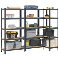 5-Layer Heavy-duty Shelves 3 pcs Anthracite Steel&Engineered Wood