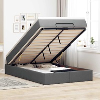 Ottoman Bed with Mattress Dark Grey Super Single Fabric