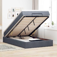 Ottoman Bed with Mattress Dark Grey Super Single Velvet