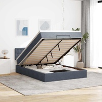 Ottoman Bed with Mattress & LEDs Dark Grey Queen Velvet