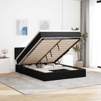 Ottoman Bed with Mattress & LEDs Black Queen Velvet
